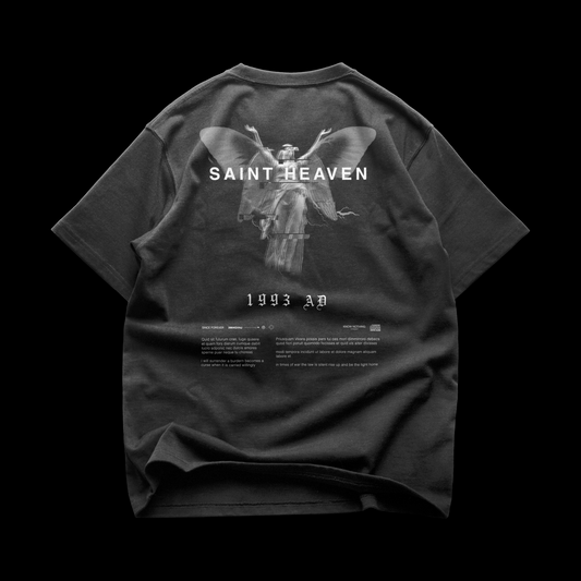 Saint Heaven - Back of T-shirt with angel graphic